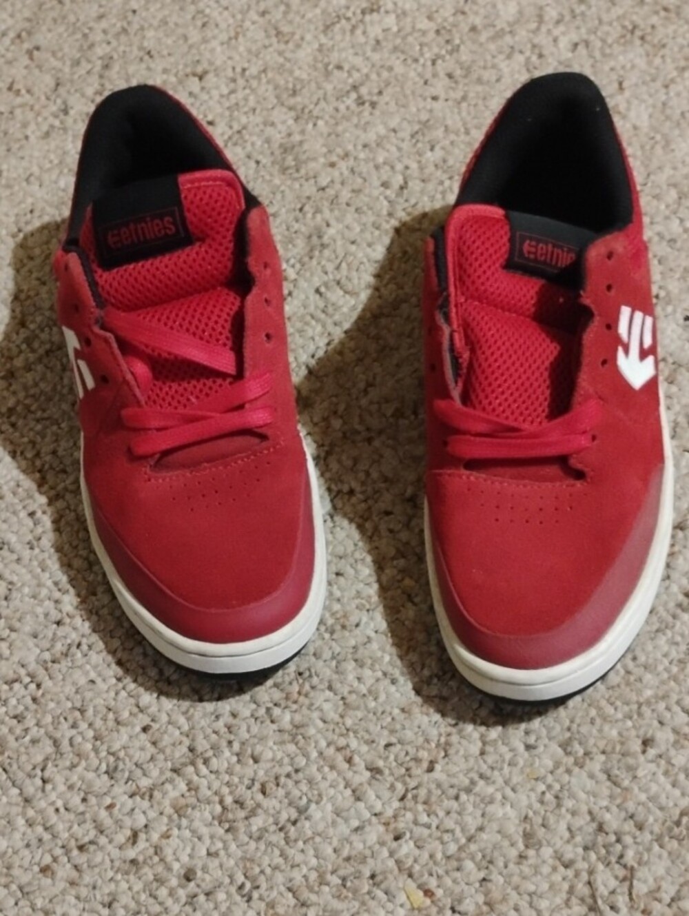 Etnies Red Suede Skate Sneakers with White Logo